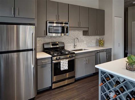 gray kitchen cabinets with stainless steel appliances|grey kitchen ideas.